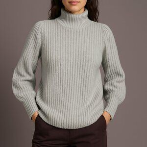 Boden Ribbed Fluffy High Neck Jumper Sweater Grey size 6